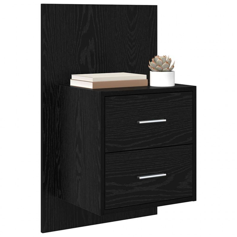 Ścienny stolik nocny 2 pcs Czarny Dąb 48,5 x 32,5 x 80 cm