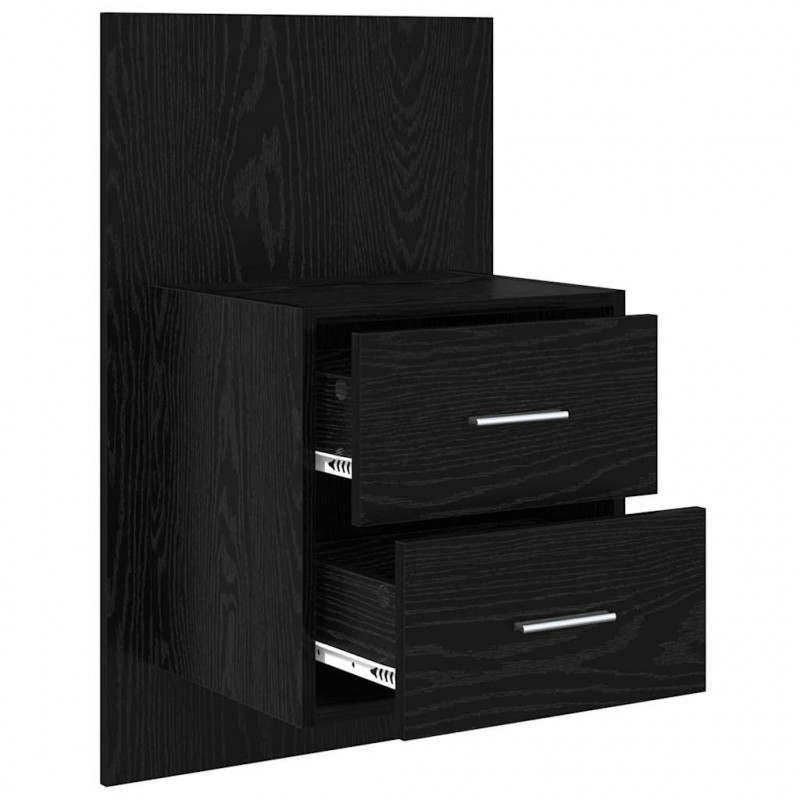 Ścienny stolik nocny 2 pcs Czarny Dąb 48,5 x 32,5 x 80 cm