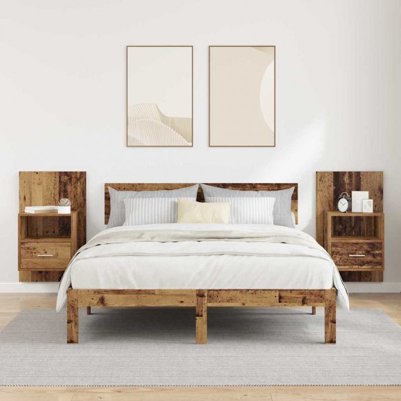 Szafka Nocna z szufladą 2 pcs Stare drewno 50 x 32.5 x 80cm