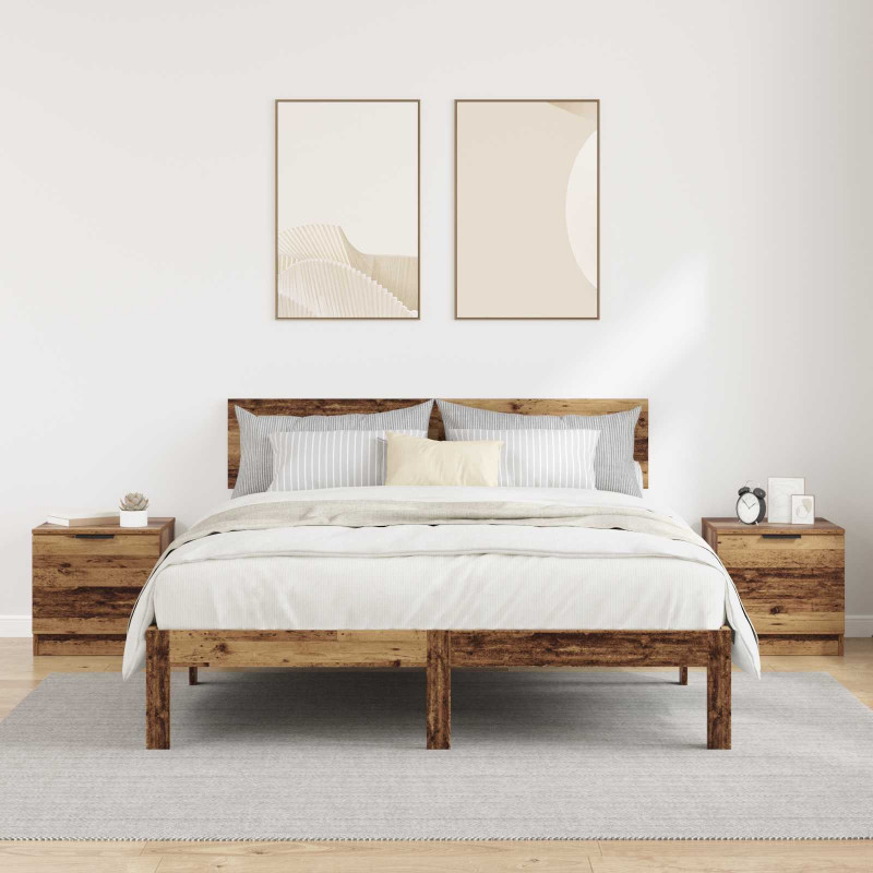 Szafka pod łóżko z szufladą 2 pcs Stare drewno 40 x 39 x 40cm