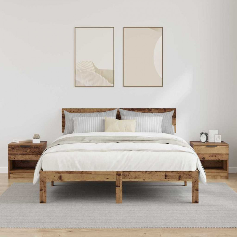 Szafka pod łóżko z szufladą 2 pcs Stare drewno 40 x 39 x 40cm