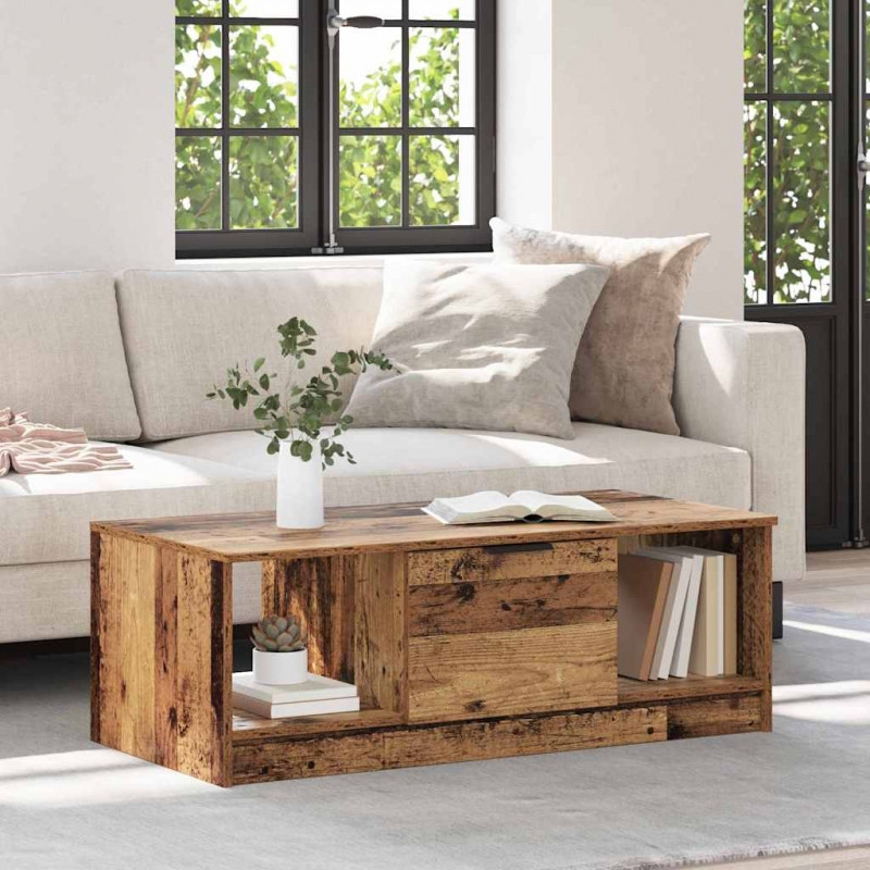 Stolik kawowy z szufladą Stare drewno 102 x 50 x 36cm