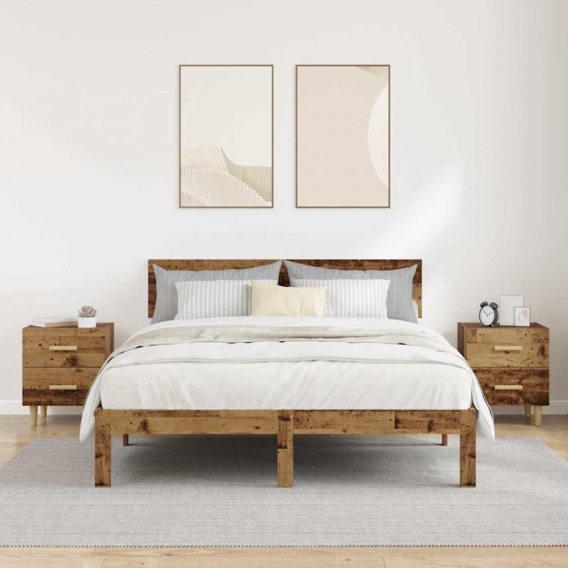 Szafka pod łóżko z szufladą 2 pcs Stare drewno 40 x 35 x 47,5cm