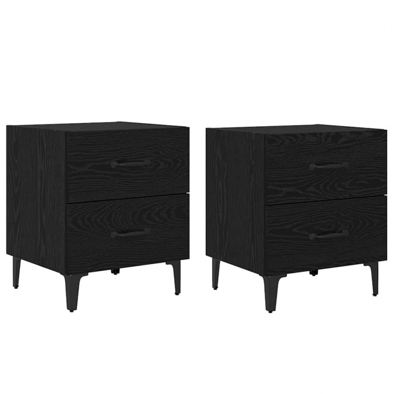 Szafka pod łóżko z szufladą 2 pcs Czarny Dąb 40 x 35 x 47,5 cm