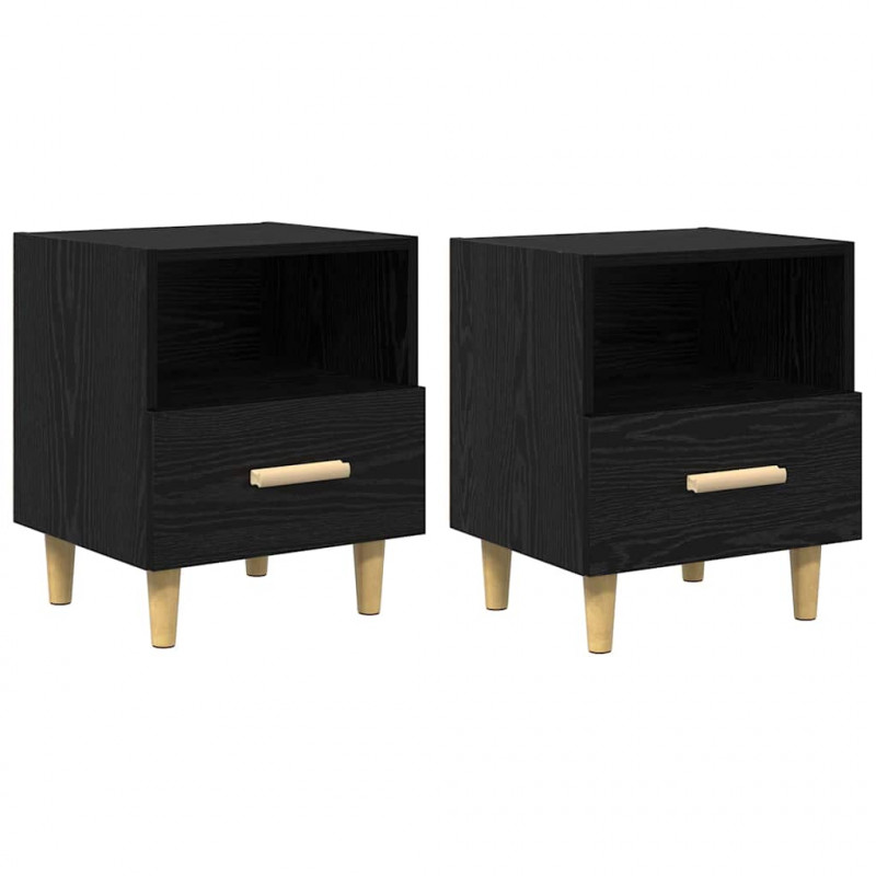 Szafka Nocna z szufladą 2 pcs Czarny Dąb 40 x 35 x 47 cm