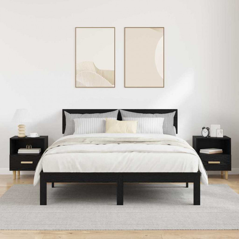 Szafka Nocna z szufladą 2 pcs Czarny Dąb 40 x 35 x 47 cm