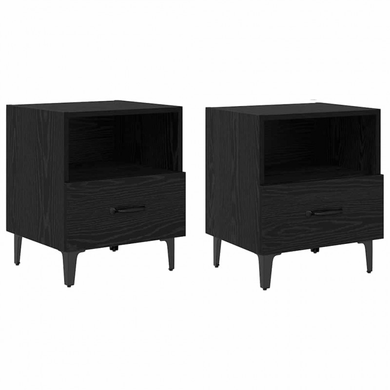 Szafka Nocna z szufladą 2 pcs Czarny dąb 40 x 35 x 47.5 cm