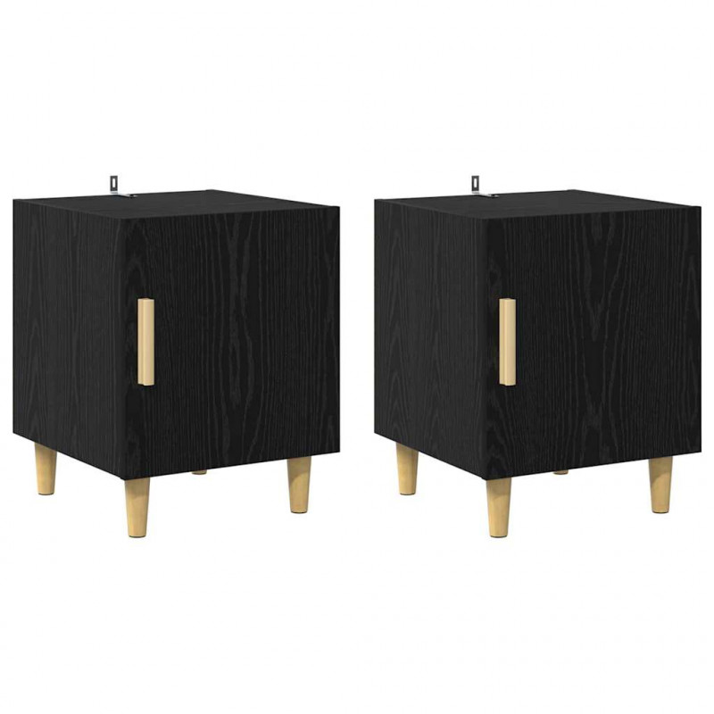 Szafka Nocna 2 pcs Czarny Dąb 40 x 40 x 50 cm