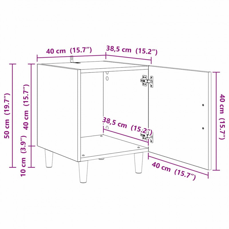 Szafka Nocna 2 pcs Czarny Dąb 40 x 40 x 50 cm
