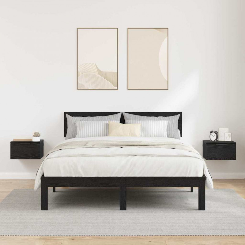 Szafka Nocna z szufladą 2 pcs Czarny Dąb 34 x 30 x 20 cm