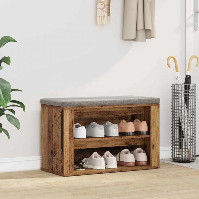 Stojak na buty z półką Stare drewno 75 x 35 x 45 cm