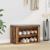 Stojak na buty z półką Stare drewno 75 x 35 x 45 cm