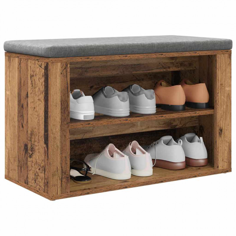 Stojak na buty z półką Stare drewno 75 x 35 x 45 cm