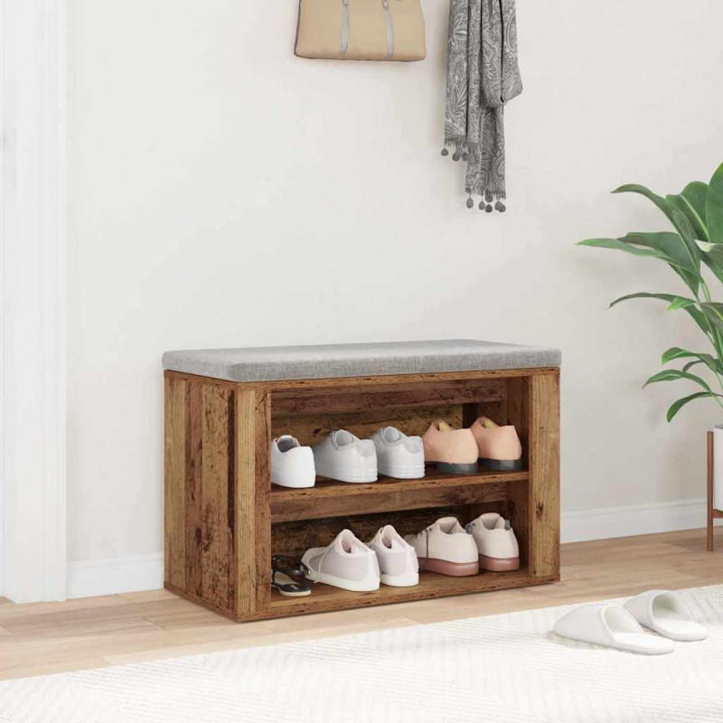 Stojak na buty z półką Stare drewno 75 x 35 x 45 cm