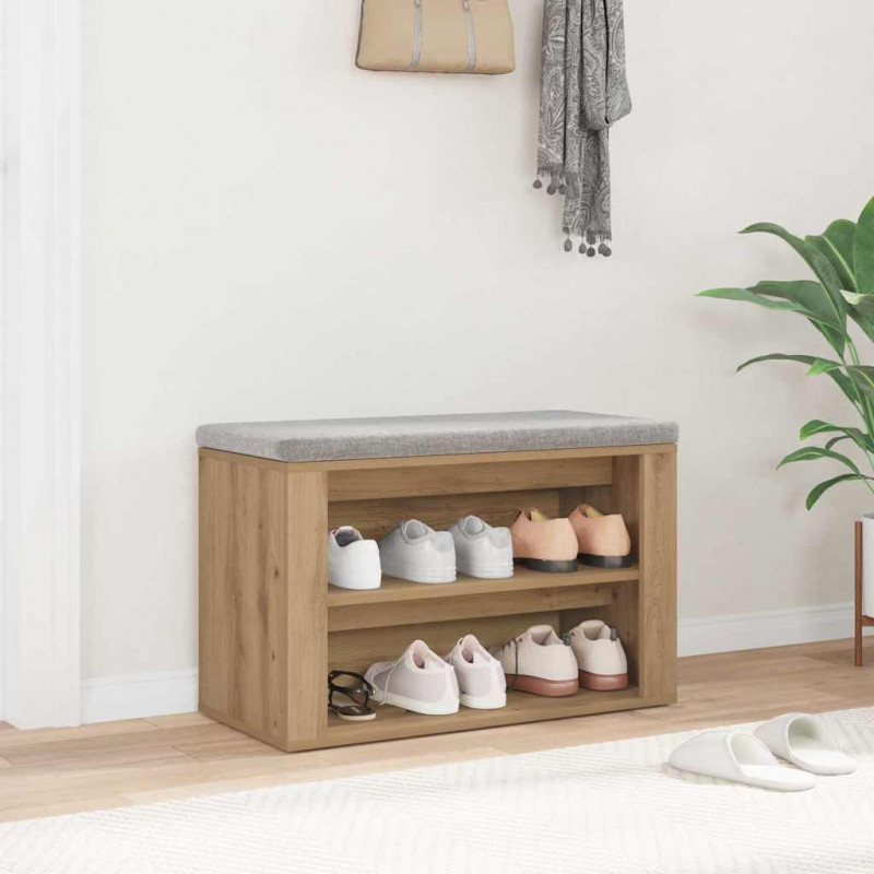 Stojak na buty z półką dąb artisan 75 x 35 x 45 cm