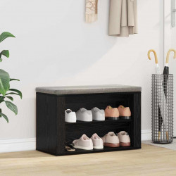 Stojak na buty z półką Czarny dąb 75 x 35 x 45 cm