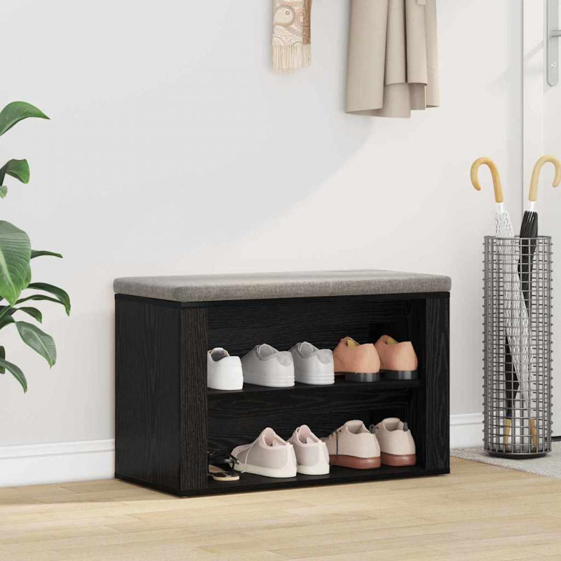 Stojak na buty z półką Czarny dąb 75 x 35 x 45 cm