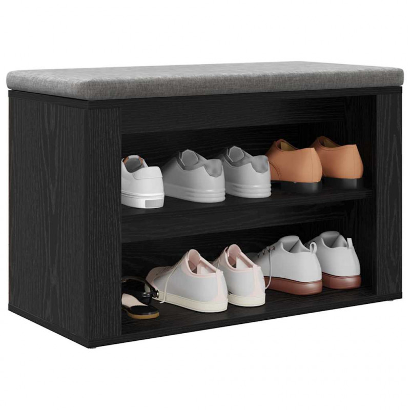 Stojak na buty z półką Czarny dąb 75 x 35 x 45 cm