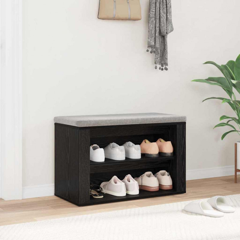 Stojak na buty z półką Czarny dąb 75 x 35 x 45 cm