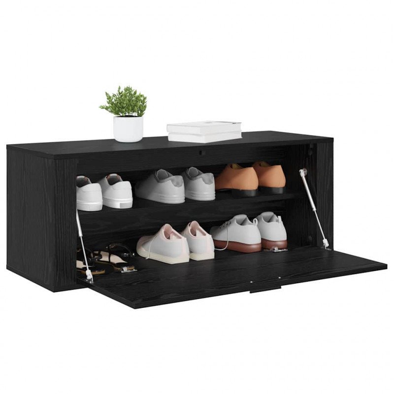 Szafka na buty z półką z drzwiami Czarny dąb 100 x 35 x 38 cm
