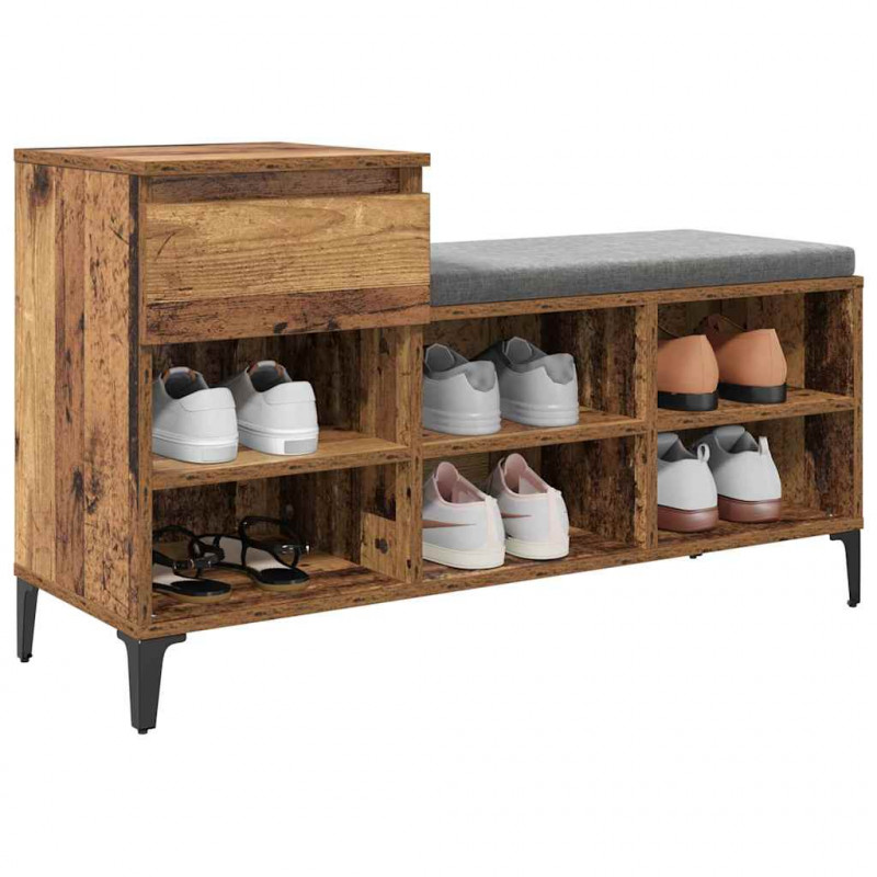 Szafka na buty z szufladą z półką Stare drewno 102 x 36 x 60 cm