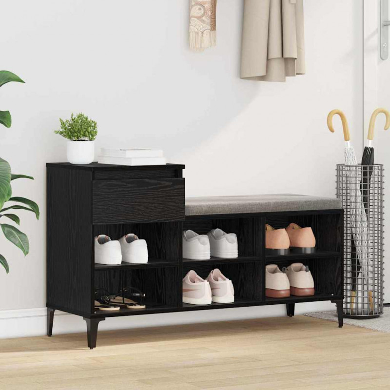 Szafka na buty z szufladą z półką Czarny dąb 102 x 36 x 60 cm