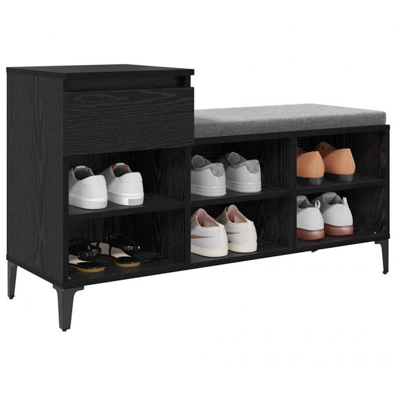 Szafka na buty z szufladą z półką Czarny dąb 102 x 36 x 60 cm