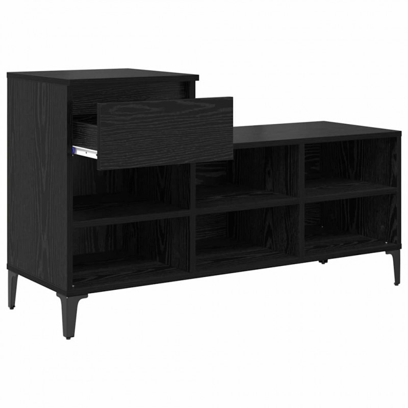 Szafka na buty z szufladą z półką Czarny dąb 102 x 36 x 60 cm