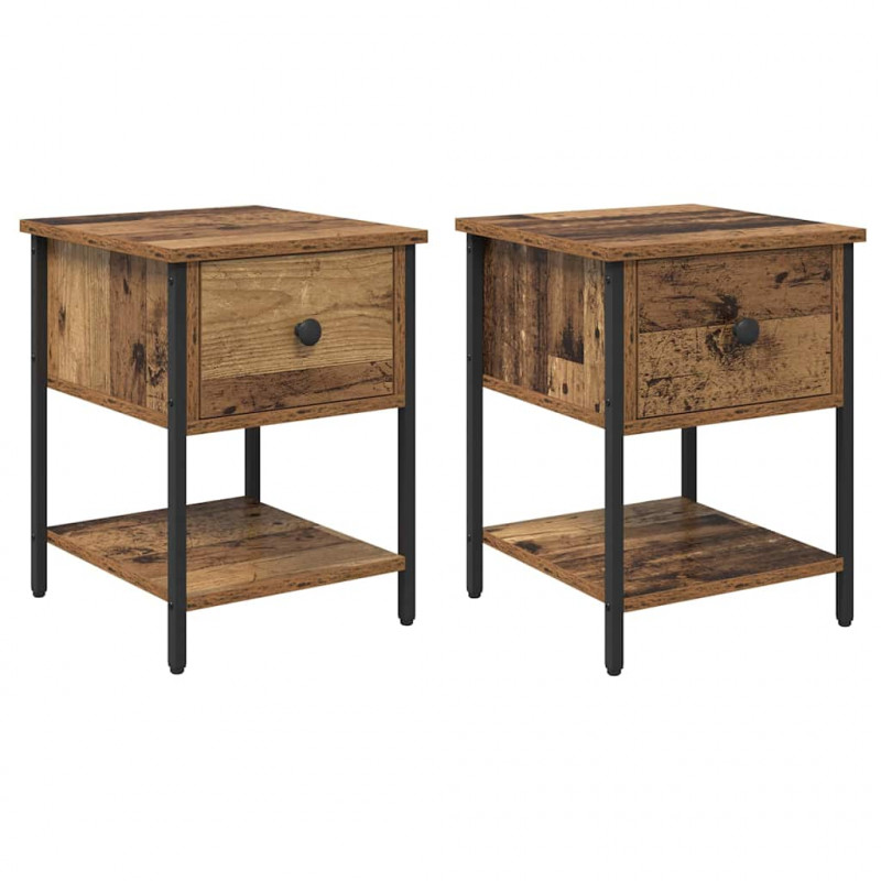Stolik nocny z szufladą 2 pcs Stare drewno 34 x 35,5 x 45 cm