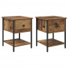 Stolik nocny z szufladą 2 pcs Stare drewno 34 x 35,5 x 45 cm