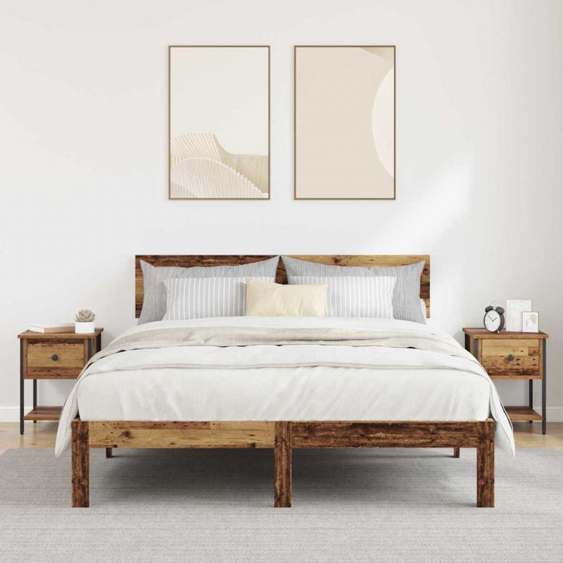 Stolik nocny z szufladą 2 pcs Stare drewno 34 x 35,5 x 45 cm