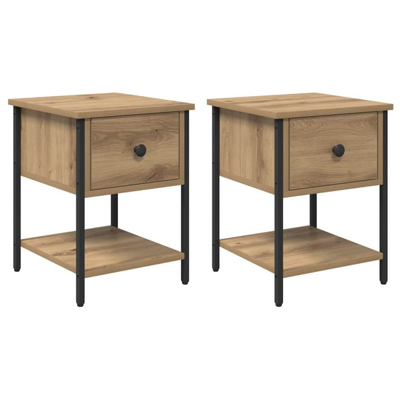 Stolik nocny 2 pcs Dąb rzemieślniczy 34 x 35,5 x 45 cm