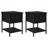 Stolik nocny z szufladą 2 pcs Czarny Dąb 34 x 35,5 x 45 cm