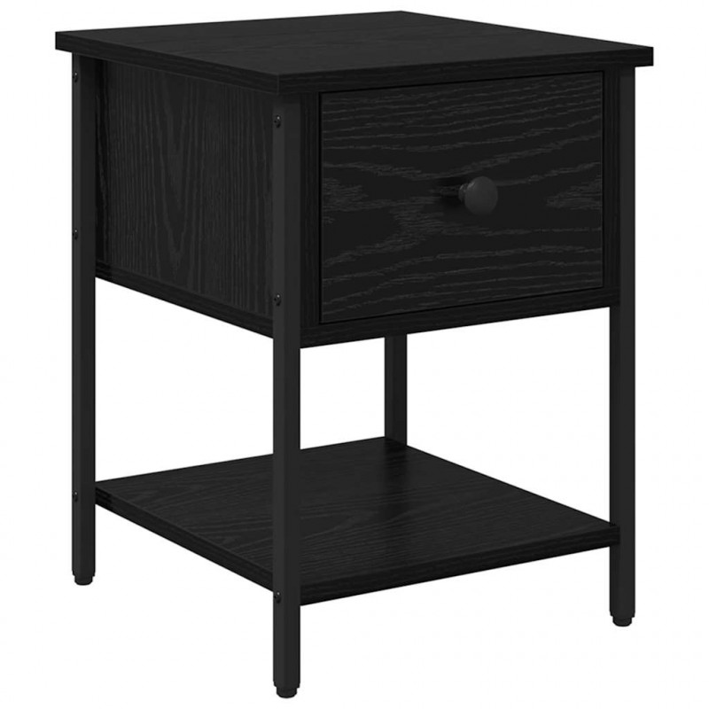 Stolik nocny z szufladą 2 pcs Czarny Dąb 34 x 35,5 x 45 cm