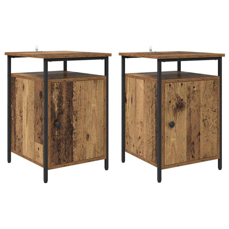Szafka Nocna 2 pcs Stare drewno 40 x 42 x 60 cm