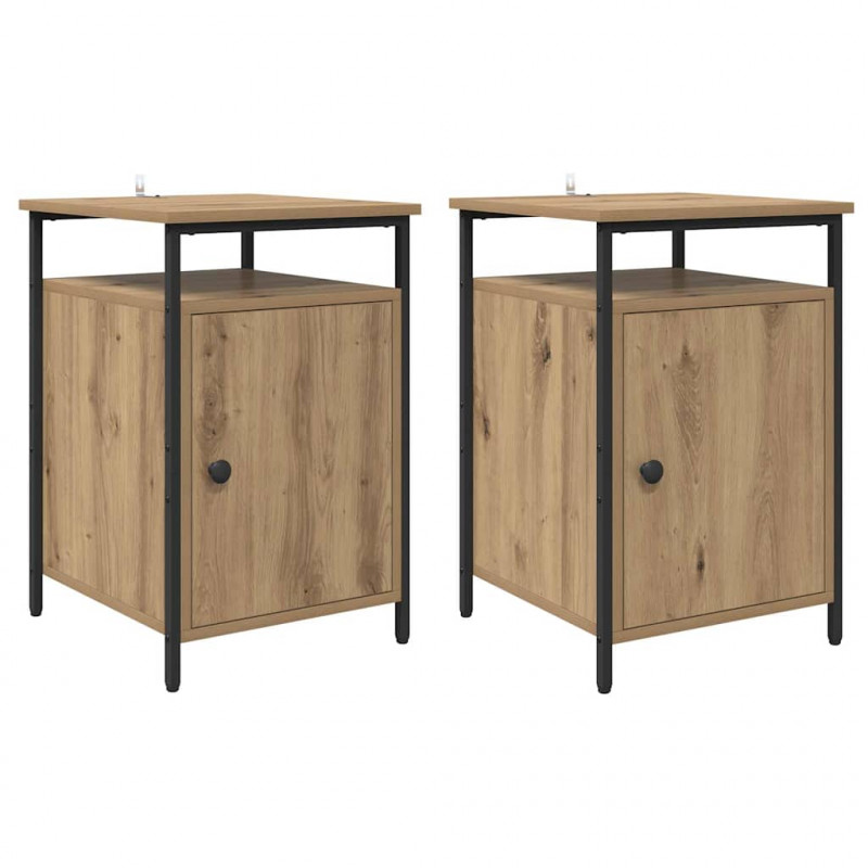 Szafka Nocna 2 pcs Dąb rzemieślniczy 40 x 42 x 60 cm