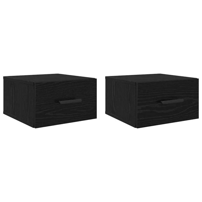 Szafka Nocna 2 pcs Czarny Dąb 35 x 35 x 20 cm