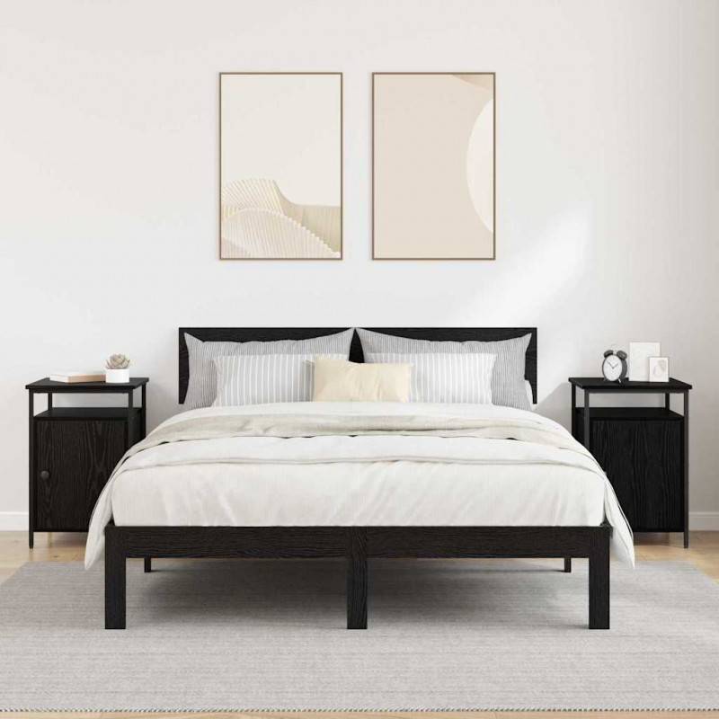 Szafka Nocna 2 pcs Czarny Dąb 40 x 42 x 60 cm