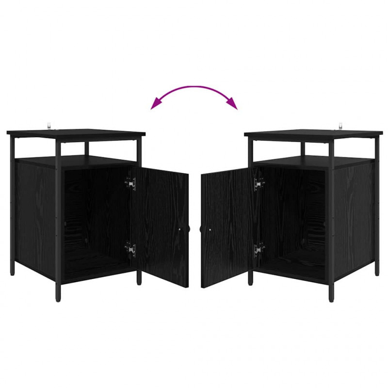 Szafka Nocna 2 pcs Czarny Dąb 40 x 42 x 60 cm