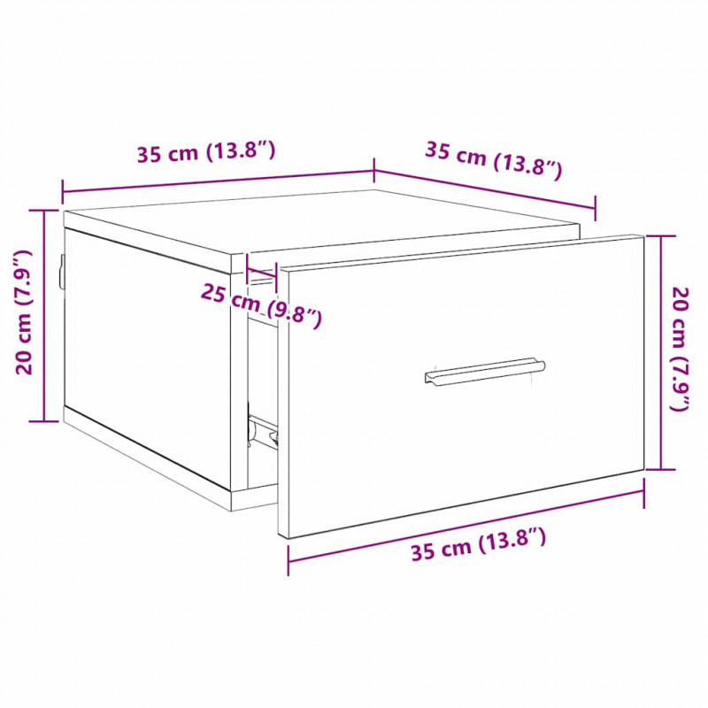 Szafka Nocna z szufladą 2 pcs dąb artisan 35 x 35 x 20 cm