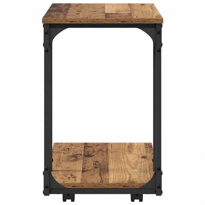 Stolik boczny z półką z kołem Stare drewno 50 x 35 x 55.5 cm