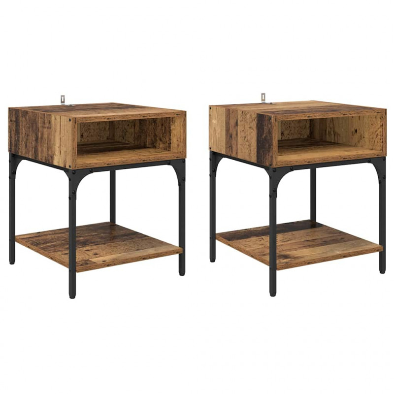 Stolik nocny 2 pcs Stare drewno 40 x 40 x 50 cm