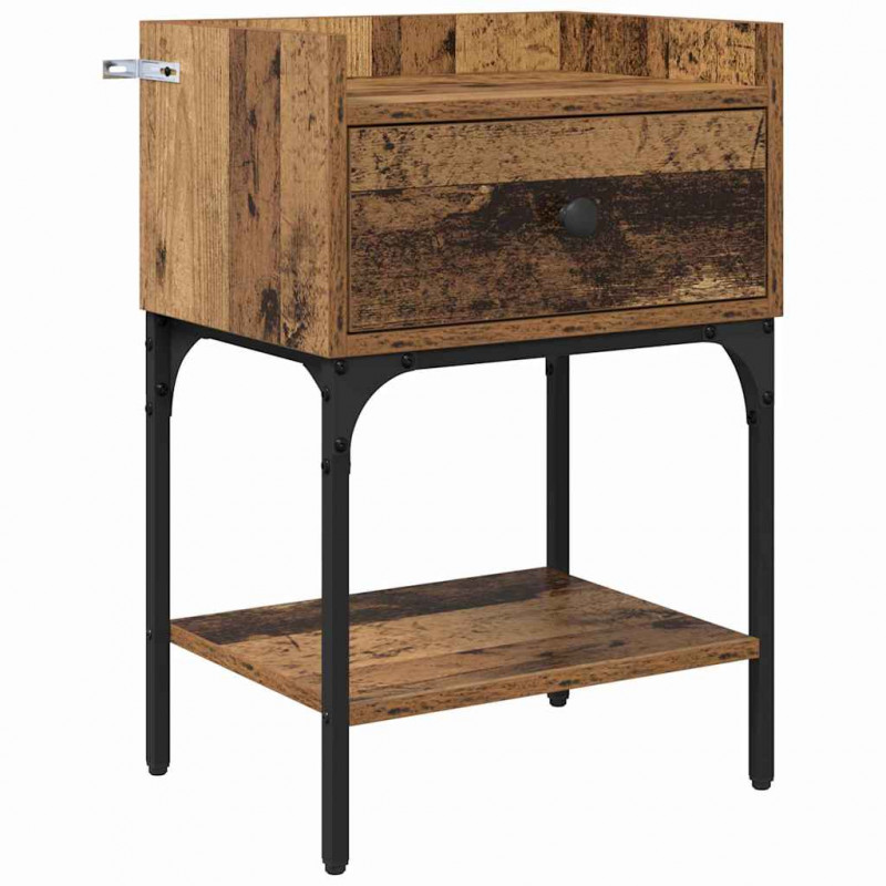 Stolik nocny z szufladą 2 pcs Stare drewno 40 x 29 x 60 cm
