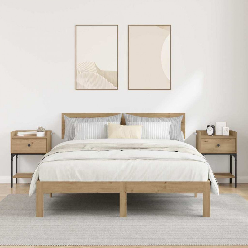Stolik nocny z szufladą 2 pcs Dąb rzemieślniczy 40 x 29 x 60 cm