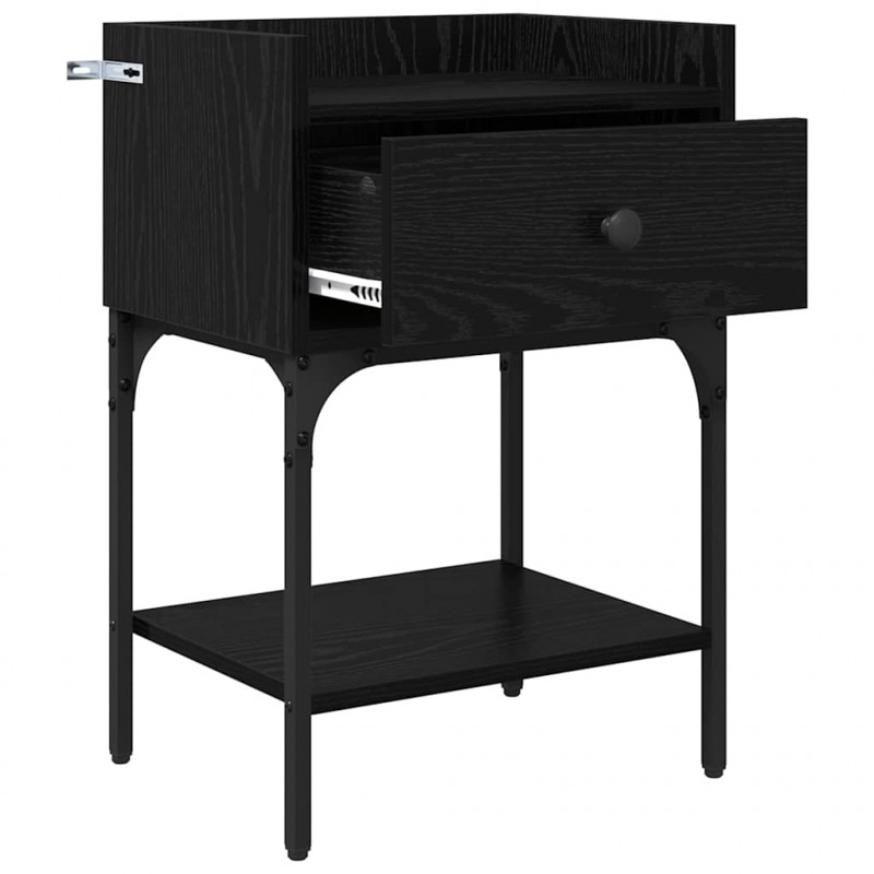 Stolik nocny Czarny Dąb 40 x 29 x 60 cm Materiał drewnopochodny