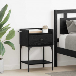 Stolik nocny z szufladą 2 pcs Czarny Dąb 40 x 29 x 60 cm