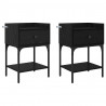 Stolik nocny z szufladą 2 pcs Czarny Dąb 40 x 29 x 60 cm