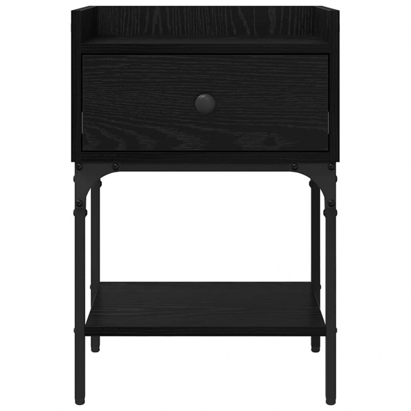 Stolik nocny z szufladą 2 pcs Czarny Dąb 40 x 29 x 60 cm