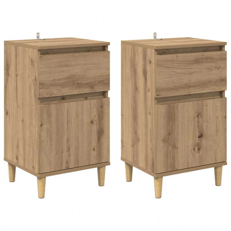 Szafka Nocna z szufladą 2 pcs Dąb rzemieślniczy 40 x 35 x 70 cm