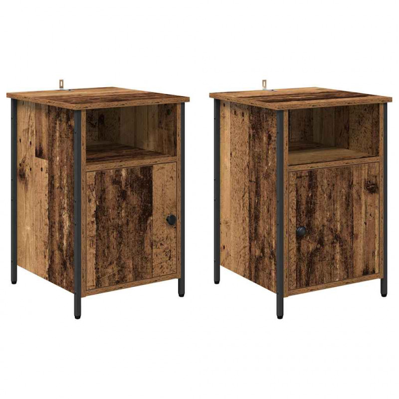 Szafka Nocna 2 pcs Stare drewno 40 x 42 x 60 cm